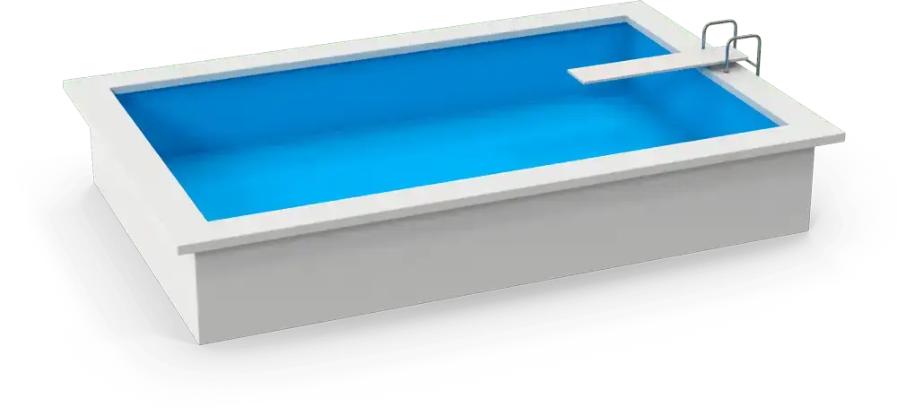 Ilustración de un vaso de piscina rectangular prefabricado